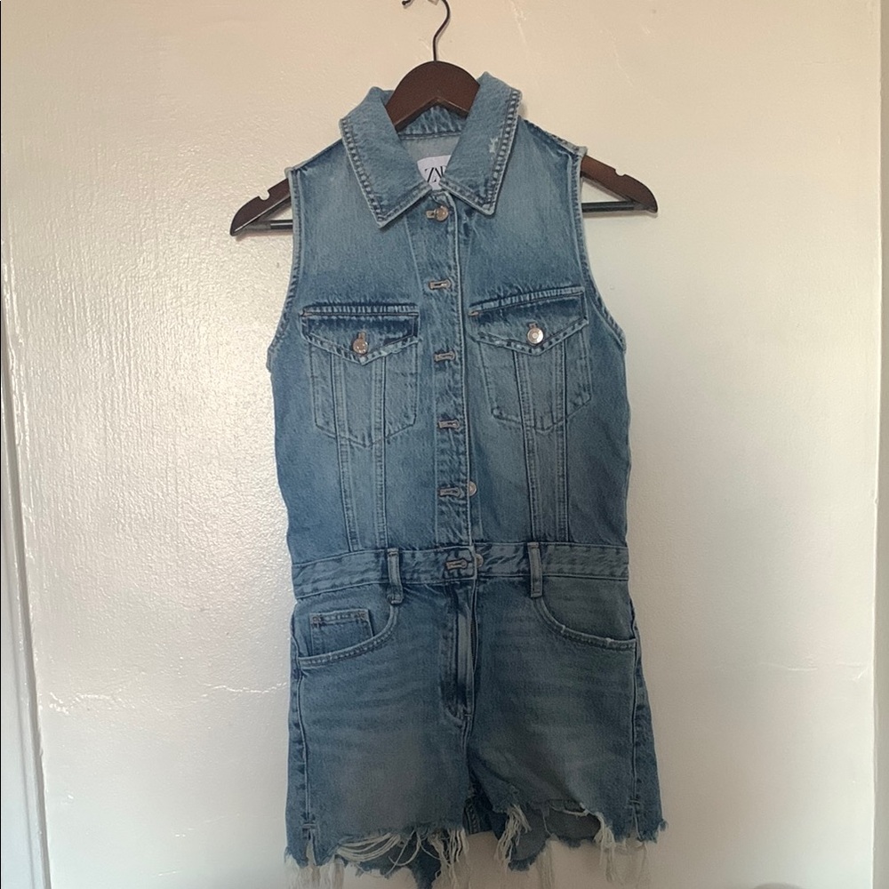 Zara Blue Denim Romper